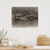 WWII P-51 Mustang in vlucht Poster (Keuken)