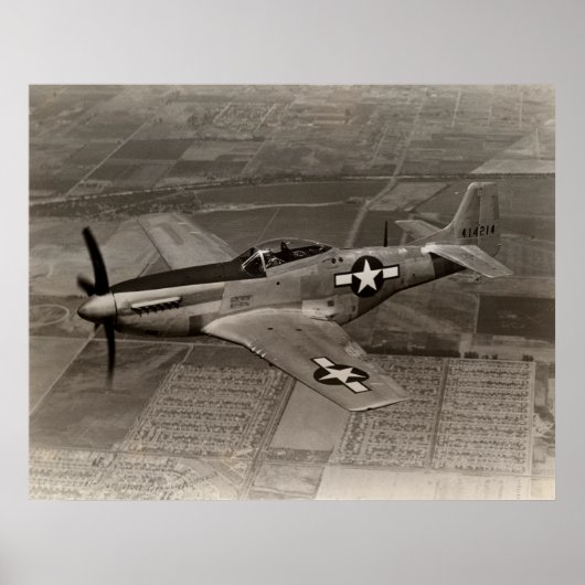 WWII P-51 Mustang in vlucht Poster (Voorkant)