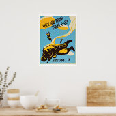 WWII Paratroop Parachute - patriottisme Poster (Keuken)