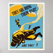 WWII Paratroop Parachute -  patriottisme Poster (Voorkant)