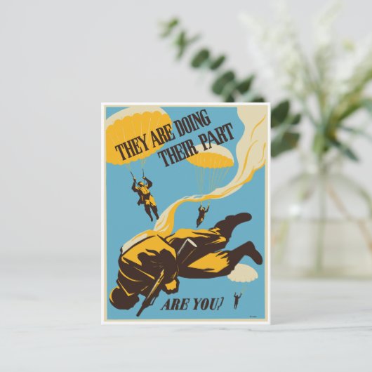 WWII  Paratrooper Briefkaart (Staand voorkant)