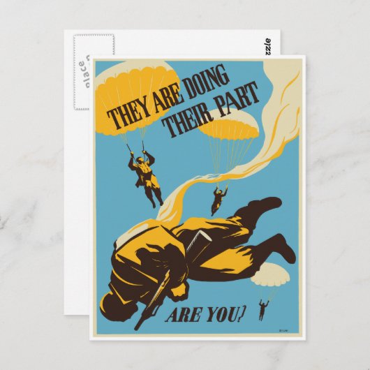 WWII Paratrooper Briefkaart (Voorkant / Achterkant)