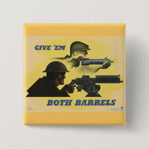 WWII Patriottisch Poster Vierkante Button 5,1 Cm