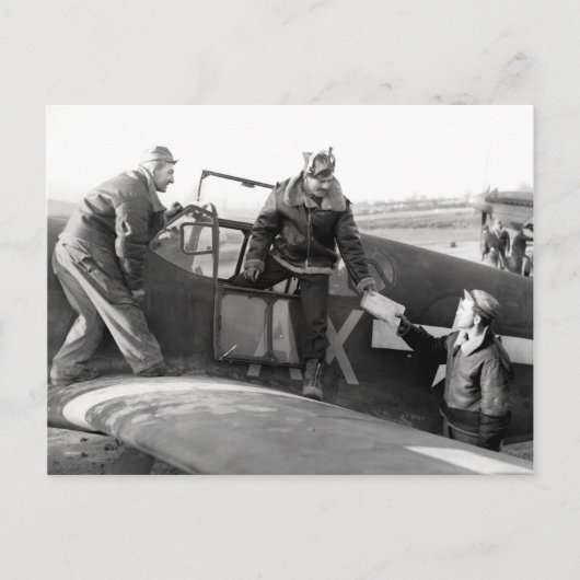 WWII Pilot + Crew of a P-51A Mustang Briefkaart (Voorkant)