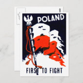 WWII Polen, eerste Poster in de strijd Briefkaart (Voorkant / Achterkant)