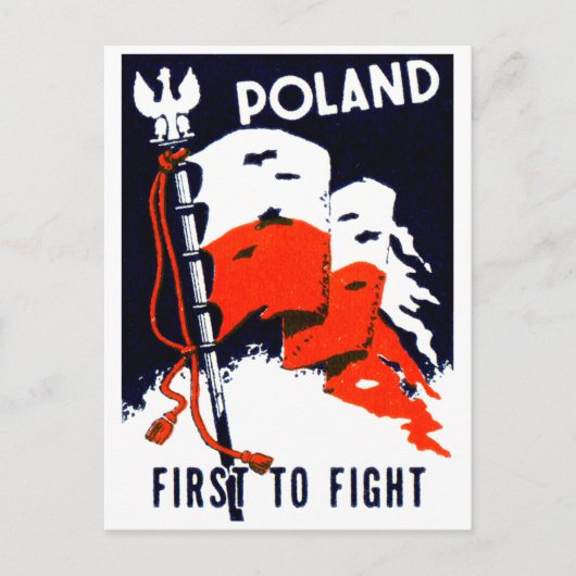 WWII Polen, eerste Poster in de strijd Briefkaart (Voorkant)