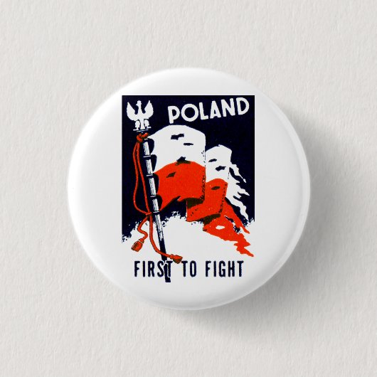 WWII Polen, eerste Poster in de strijd Ronde Button 3,2 Cm (Voorkant)