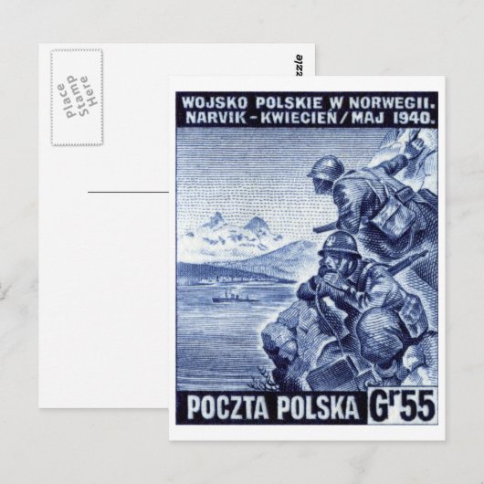 WWII Pools leger in Narvik, Noorwegen Briefkaart (Voorkant / Achterkant)