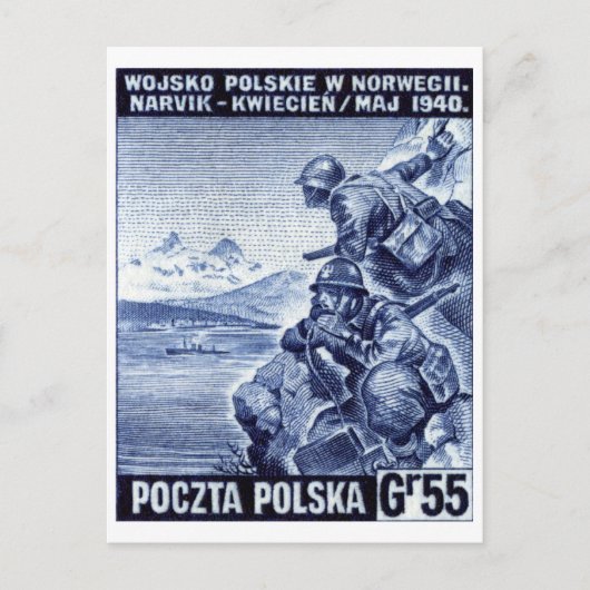 WWII Pools leger in Narvik, Noorwegen Briefkaart (Voorkant)