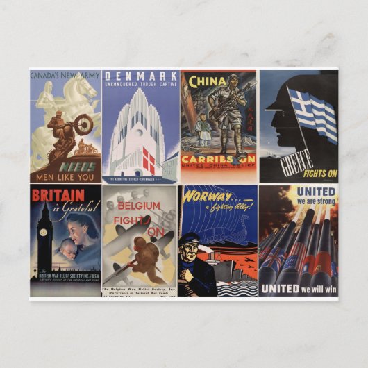WWII-posters: verenigd zijn we sterk Briefkaart (Voorkant)