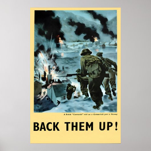 WWII Propagandaposter Britse Commandos in Noorwege Poster (Voorkant)