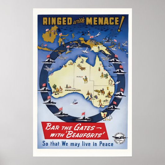 WWII-propagandaposter omringd met dreiging Poster (Voorkant)