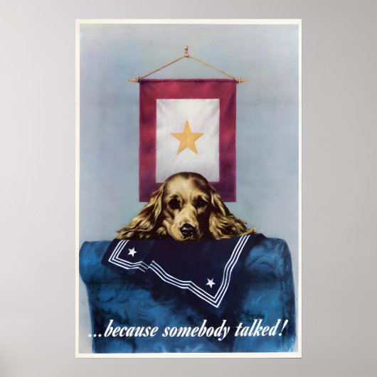 WWII Propagandaposter Verdrietige Pup, ...omdat Poster (Voorkant)