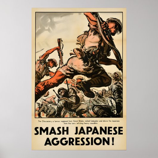 WWII Propagandaposter Versla Japans Aggressionisme Poster (Voorkant)