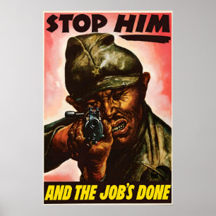 WWII Propagandaposter VS Stop Hem Anti-Japanse Poster