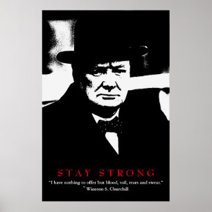WWII Quote Winston Churchill Motivatie Pop Art Poster