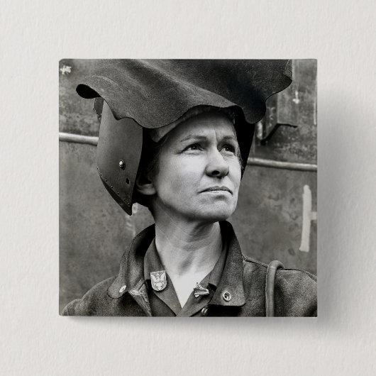 WWII Rosie de Riveter Vierkante Button 5,1 Cm (Voorkant)