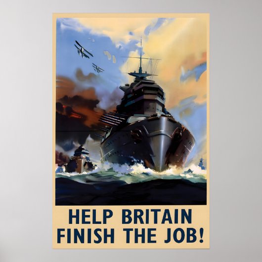 WWII Royal Navy Poster Help Groot-Brittannië Klaar (Voorkant)