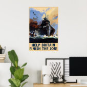 WWII Royal Navy Poster Help Groot-Brittannië Klaar (Thuiskantoor)