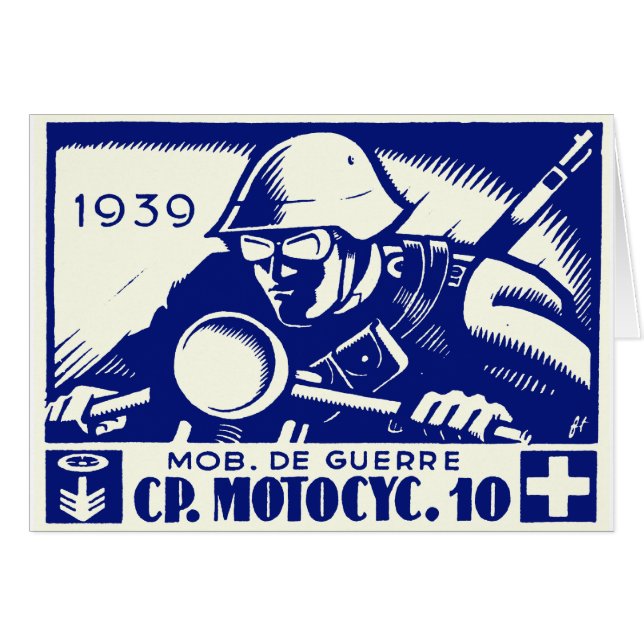 WWII Swiss Motorcycle Company, blauw (Voorkant Horizontaal)