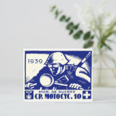 WWII Swiss Motorcycle Company, blauw Briefkaart (Staand voorkant)