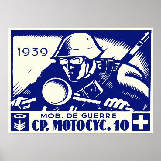 WWII Swiss Motorcycle Company, blauw Poster (Voorkant)
