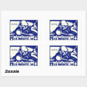 WWII Swiss Motorcycle Company, blauw Rechthoekige Sticker (Vel)