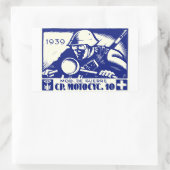 WWII Swiss Motorcycle Company, blauw Rechthoekige Sticker (Tas)