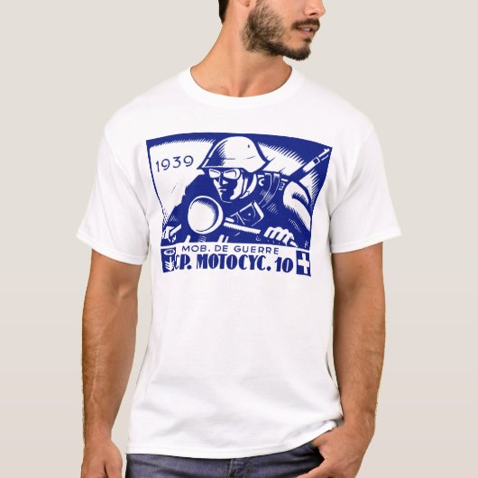 WWII Swiss Motorcycle Company, blauw T-shirt (Voorkant)