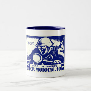 WWII Swiss Motorcycle Company, blauw Tweekleurige Koffiemok