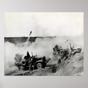 WWII US Marine truck raketten, Iwo Jima Poster