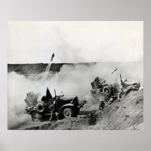 WWII US Marine truck raketten, Iwo Jima Poster (Voorkant)