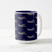  WWII US Vliegtuig 2 Tweekleurige Koffiemok (Voorkant rechts)