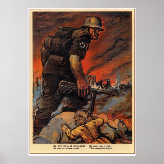WWII USSR Sovjet Propaganda 1942 Poster (Voorkant)