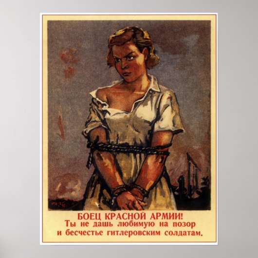 WWII USSR Sovjet Propaganda 1942 Poster (Voorkant)