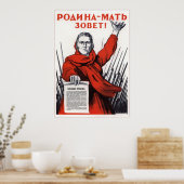 WWII USSR Sovjet The Motherland Calls 1941 Poster (Keuken)