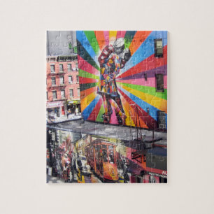 WWII V-J Day Kiss Sailor Nurse Iconic Wall Mural Legpuzzel