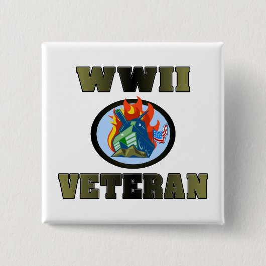 WWII Veteraan Vierkante Button 5,1 Cm (Voorkant)