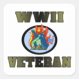 WWII Veteraan Vierkante Sticker