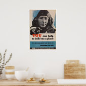 WWII Vliegtuig Pilot -  patriottisme Poster (Keuken)
