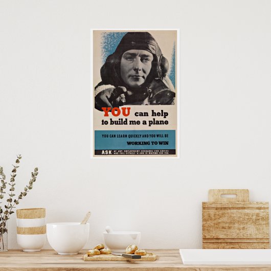 WWII Vliegtuig Pilot -  patriottisme Poster (Keuken)