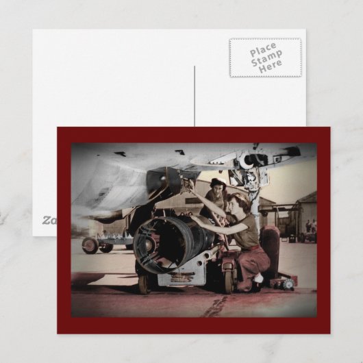 WWII Vrouwen in het vliegtuig Briefkaart (Voorkant / Achterkant)