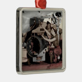 WWII Vrouwen in het vliegtuig Metalen Ornament (Rechts)