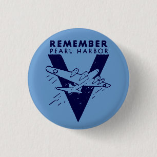 WWII White Onthoud Pearl Harbor Ronde Button 3,2 Cm