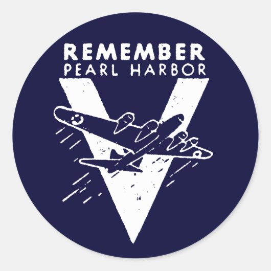 WWII White Onthoud Pearl Harbor Ronde Sticker (Voorkant)