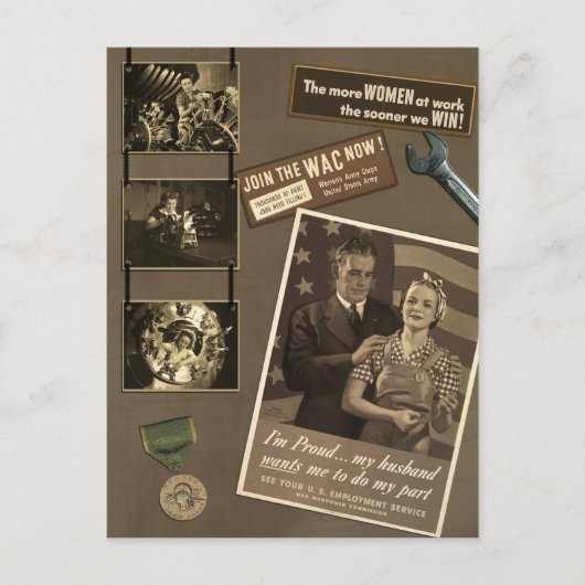  "WWII Woman"-Briefkaart Briefkaart (Voorkant)
