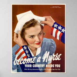 WWII wordt verpleegster Poster
