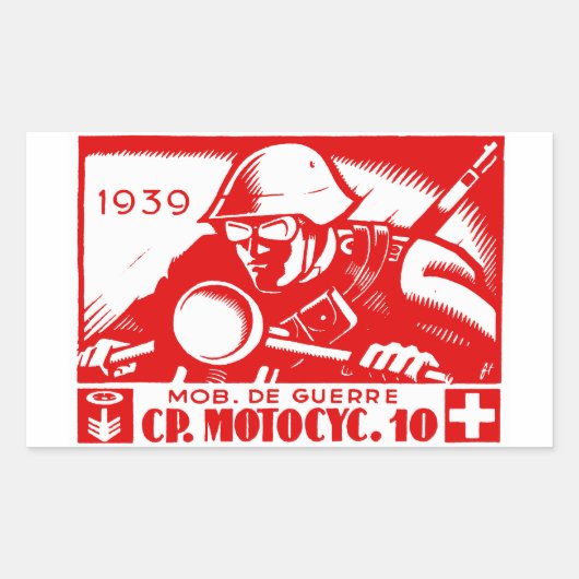 WWII Zwitserse Motorfiets Company Rechthoekige Sticker (Voorkant)