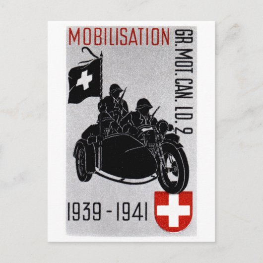 WWII Zwitserse Recon-motor Briefkaart (Voorkant)
