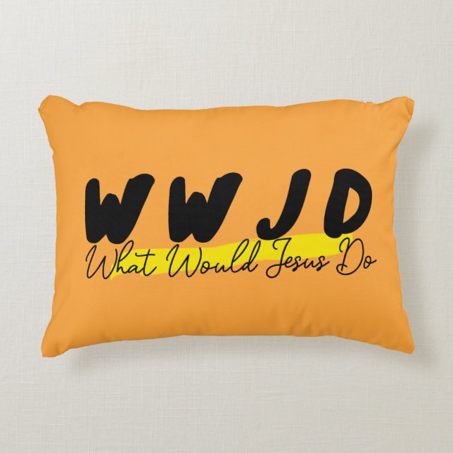 WWJD Accent Kussen – “Wat Zou Jezus Doen” (Voorkant)